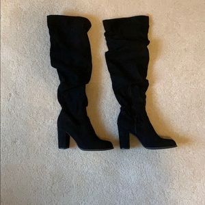 Black Suede Over-the-Knee Boots